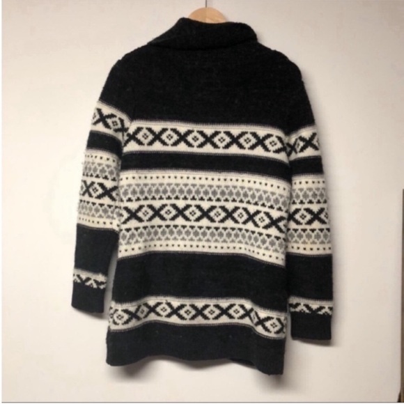 Sansara Jaquard Wool Button Down Sweater Cardigan - Picture 3 of 6